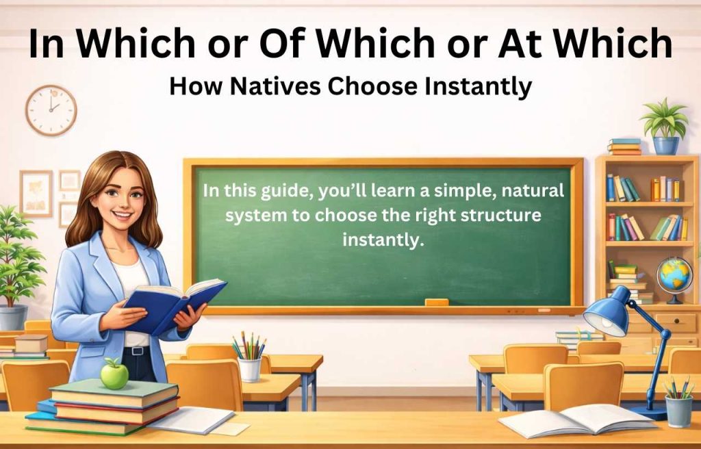Learn the difference about in which or of which or at which using simple rules native speakers use—clear examples, comparisons, and practice.
