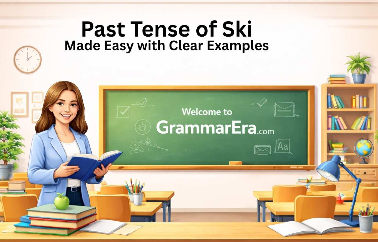Confused about the past tense of ski Learn the correct form skied with simple rules, examples, and easy tips to avoid mistakes