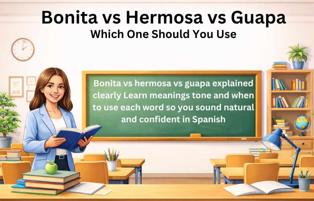 Examples of how to use Bonita, Hermosa, and Guapa in Spanish sentences for casual, romantic, and friendly conversations