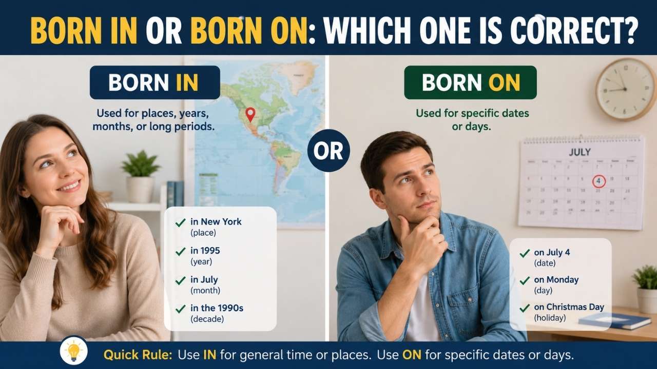 If you’ve ever wondered whether to say “born in” or “born on,” you’re not alone.