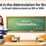Humanized infographic explaining what is the abbreviation for Brazil, showing BR and BRA country codes with global context.