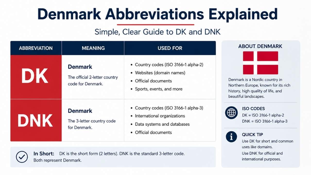 This often creates confusion when people search for the abbreviation for Denmark