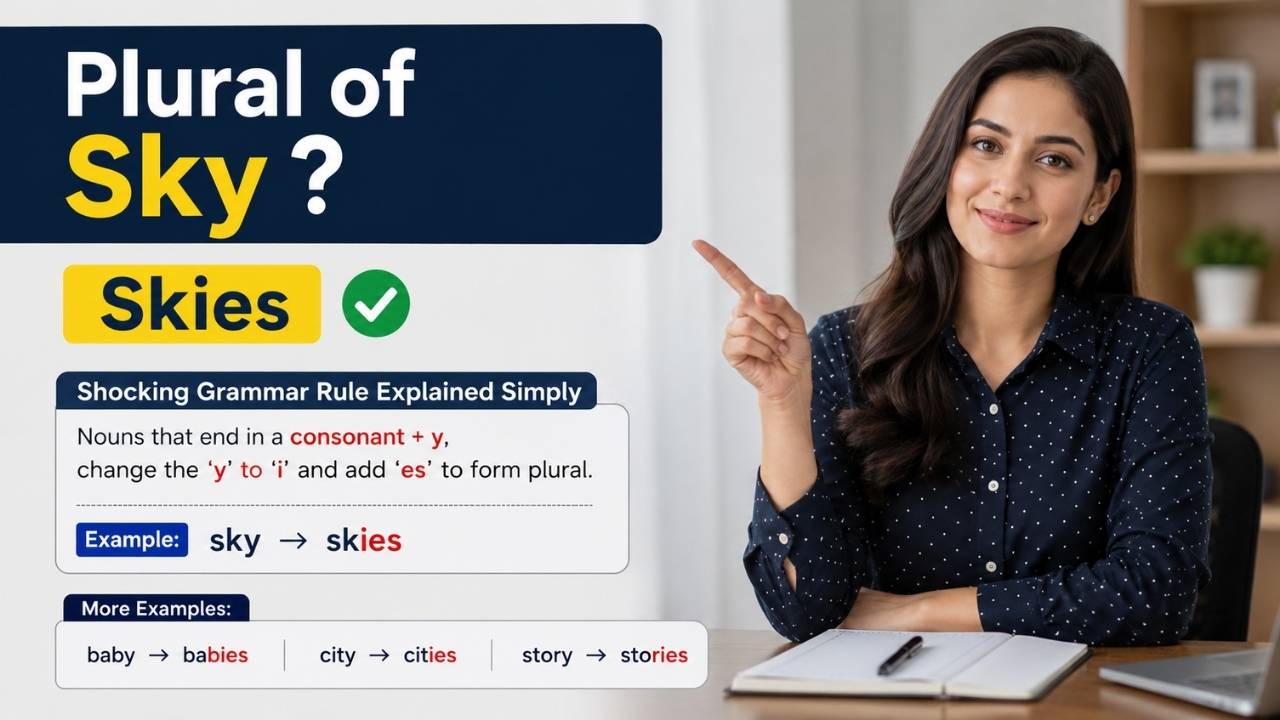The plural of sky is skies. This is the correct form used in English grammar