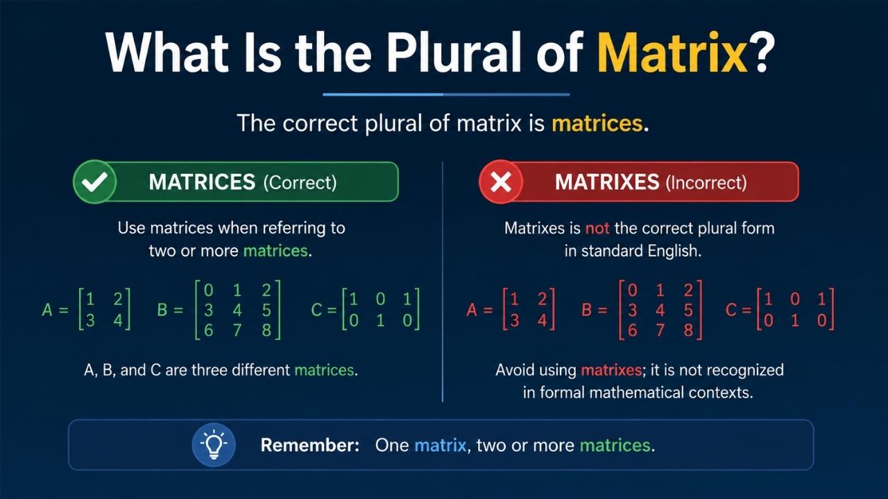 If you have ever wondered what is the plural of matrix, you are not alone. Many English learners and native speakers get confused when they see both matrices and matrixes used in writing.