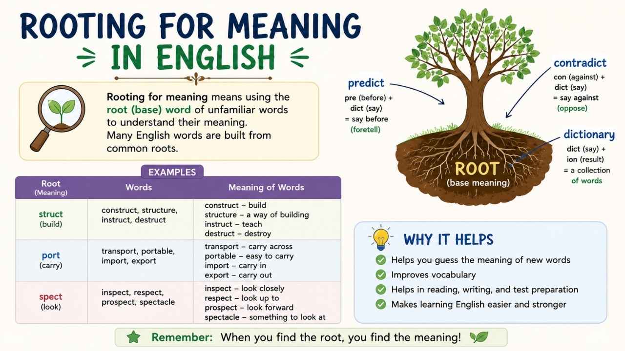 The phrase “rooting for meaning” or more commonly “rooting for someone” simply means supporting someone and hoping they succeed.