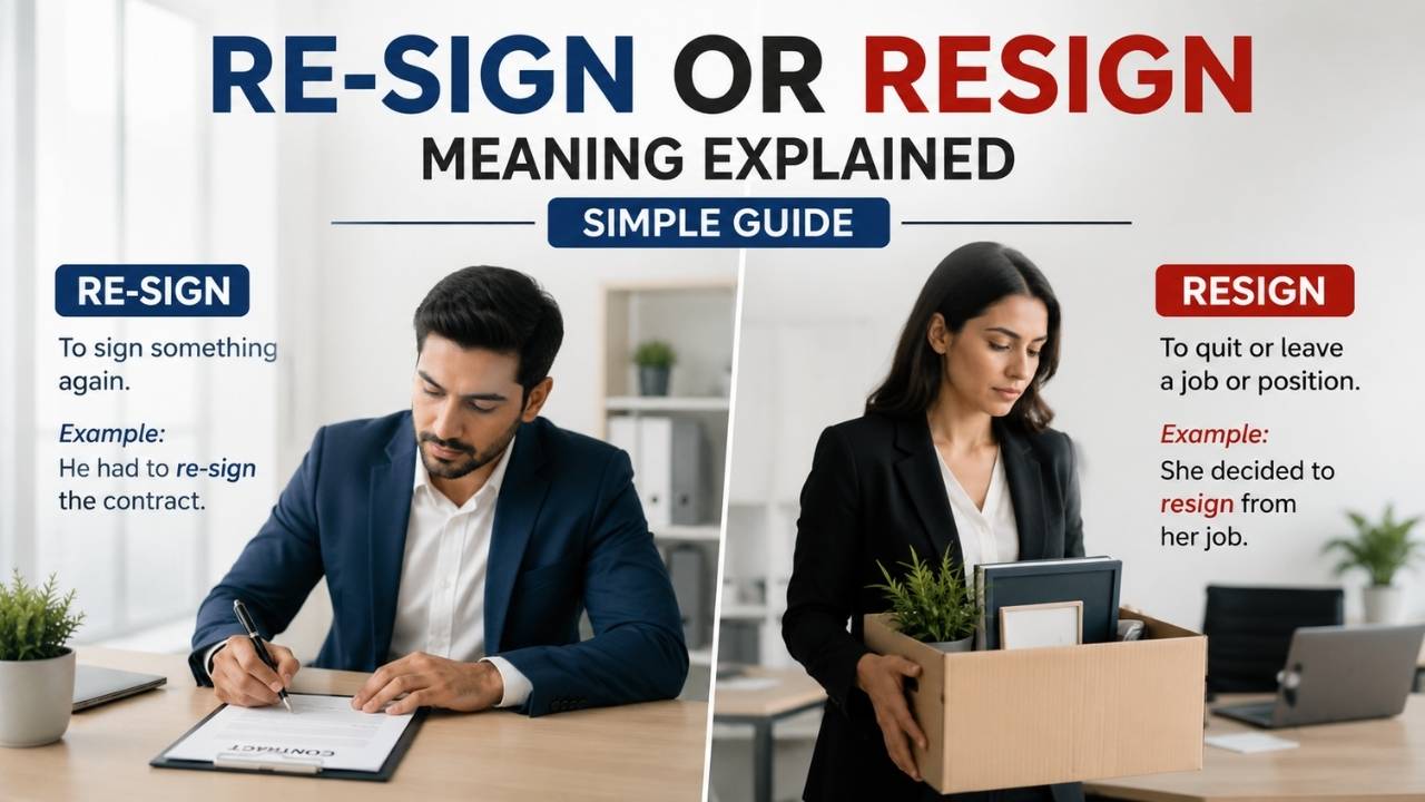 This is why people often search for resign vs re-sign difference or difference between resign and re-sign with examples to understand them clearly.