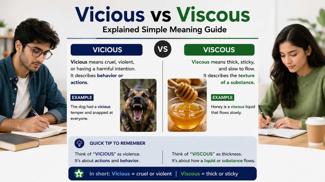 The words “viscous” vs “vicious” are often confused because they look and sound similar