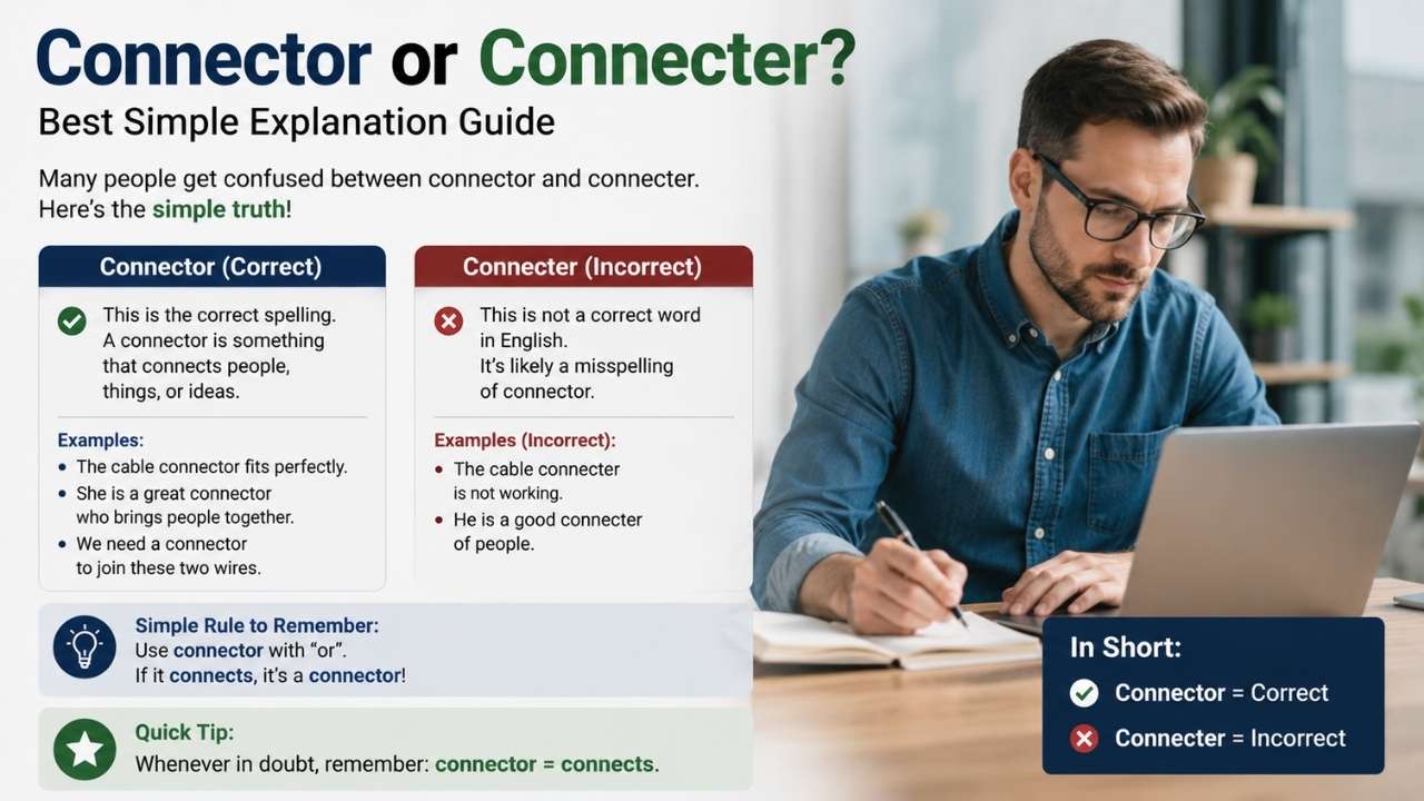 This confusion often appears in everyday writing, especially among learners who search for connector vs connecter or ask which version is right in English.