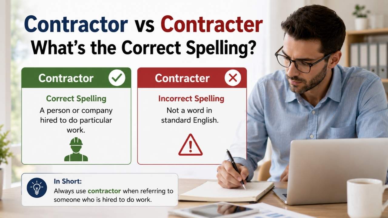 This confusion usually appears when users search phrases like contractor vs contracter, is it contractor or contracter, or correct spelling of contractor.
