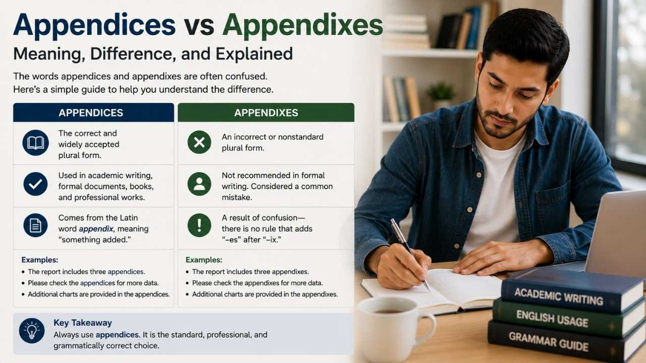 The words appendices vs appendixes often confuse writers, students, and researchers when they prepare academic papers, reports, or books.