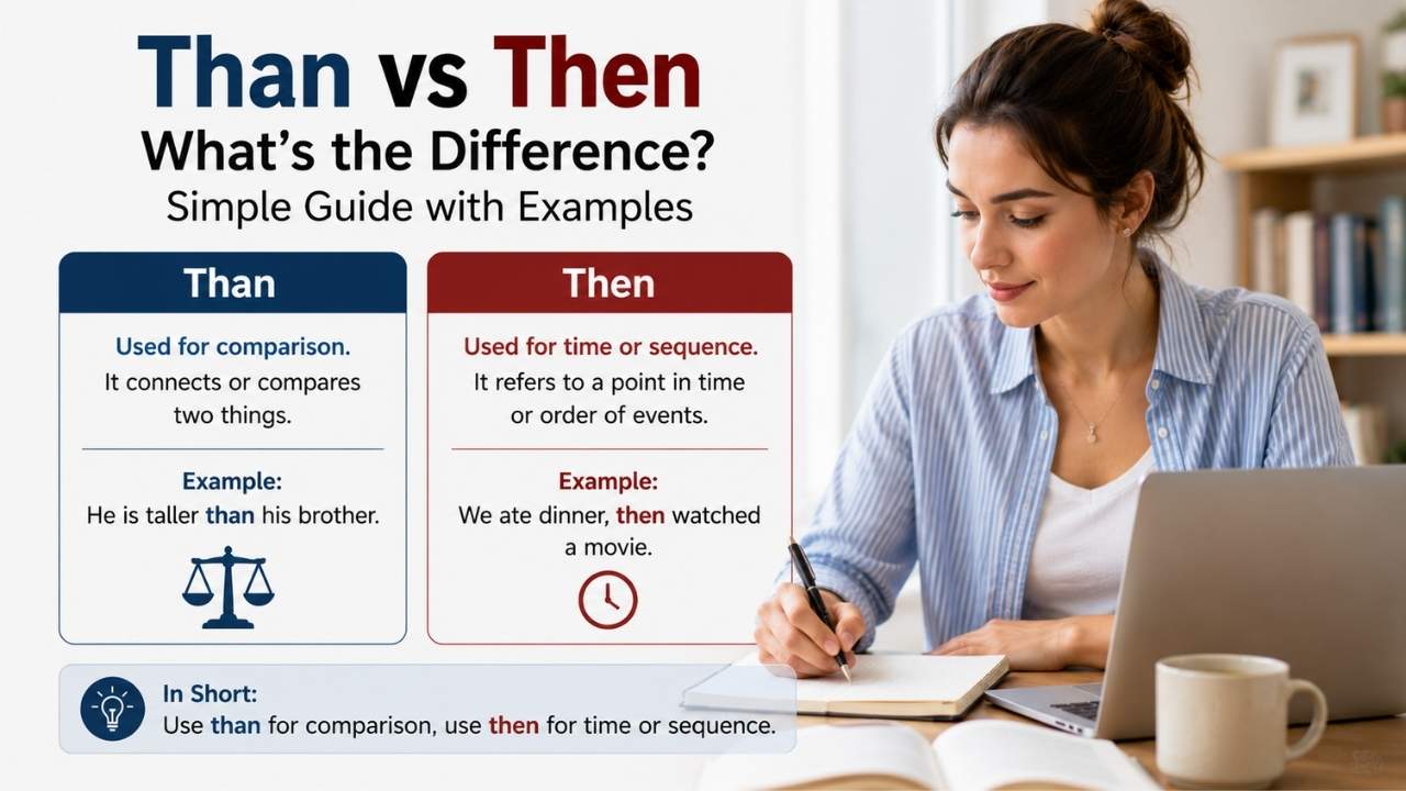 This confusion often appears in everyday writing, especially when learners search for than vs then, difference between than and then, or when to use than and then correctly.